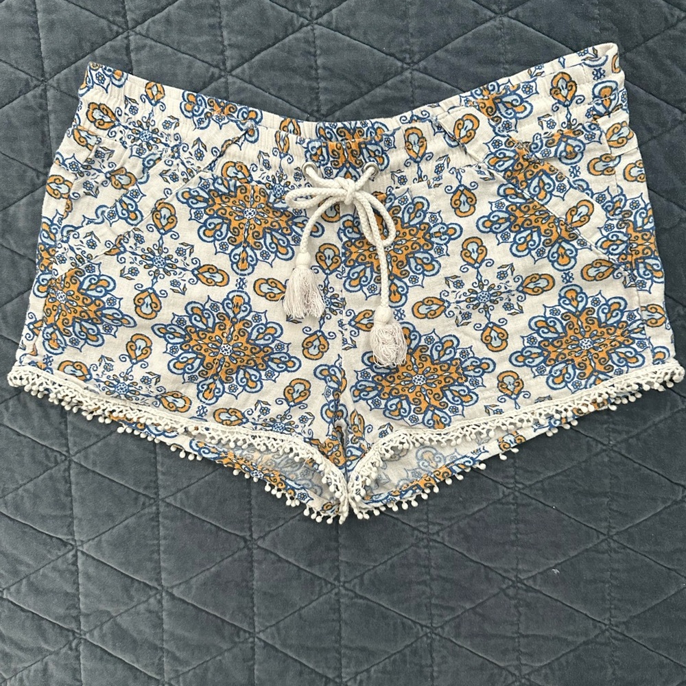Jolt Brand Linen Shorts Multicolor Print Size Small